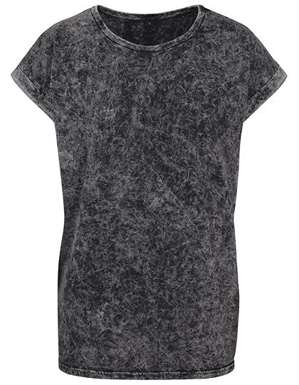 Ladies´ Acid Washed Extended Shoulder Tee in Darkgrey White, Größe 5XL