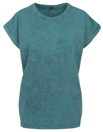 Ladies´ Acid Washed Extended Shoulder Tee in Teal Black, Größe 5XL