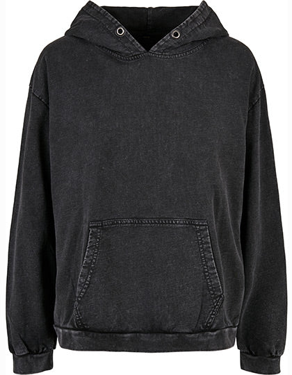 Ladies´ Acid Washed Oversize Hoody in Black, Größe 5XL