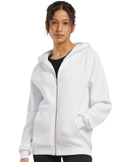 Ladies Fluffy Zip Hoody in White, Größe 5XL