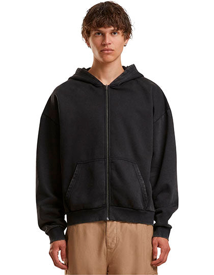 Vintage Heavy Zip Hoodie in Black, Größe 5XL