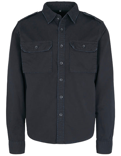 Vintage Shirt Long Sleeve in Black, Größe 5XL