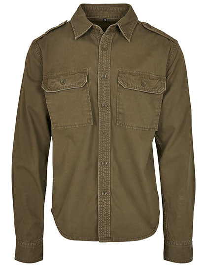 Vintage Shirt Long Sleeve in Olive, Größe 5XL