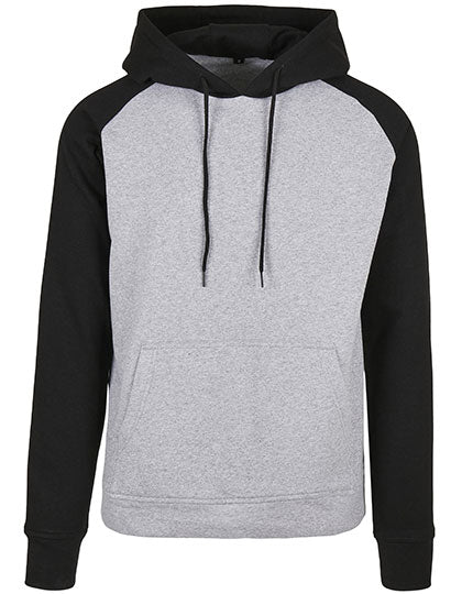Basic Raglan Hoody in Heather Grey, Größe XXL