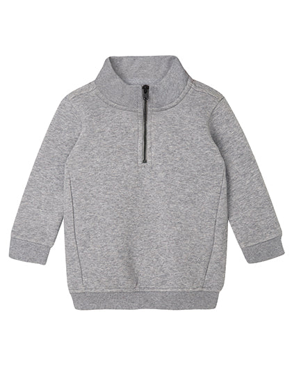 Baby Quarter Zip Sweat in Heather Grey Melange, Größe 18-24 months