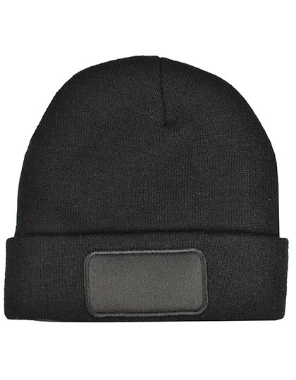 Strickmütze mit Patch in Black, Größe One Size