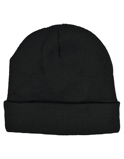 Knitted Hat with Fleece in Black, Größe One Size