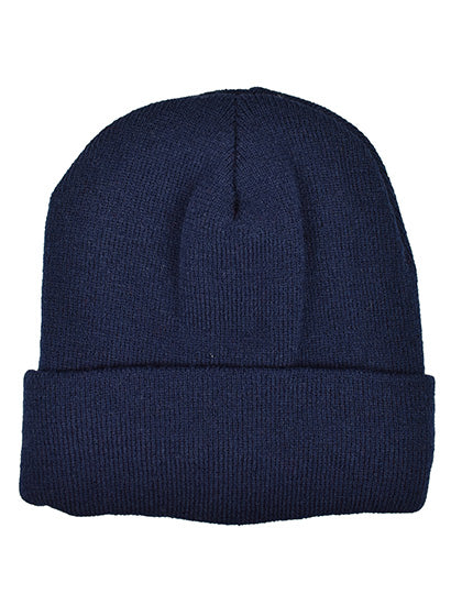 Knitted Hat with Fleece in Navy, Größe One Size