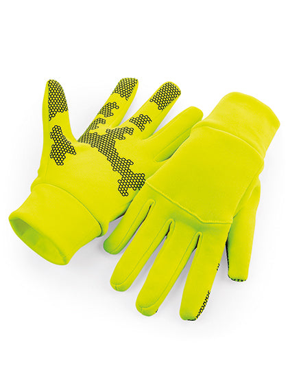 Softshell Sports Tech Gloves in Fluorescent Yellow, Größe L/XL