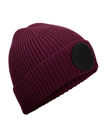 Circular Fashion Patch Beanie in Burgundy, Größe One Size
