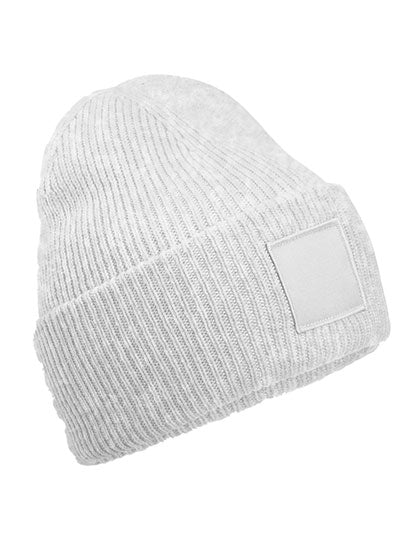Deep Cuffed Tonal Patch Beanie in Cloud Grey, Größe One Size