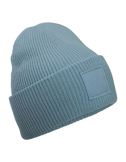 Deep Cuffed Tonal Patch Beanie in Dusty Blue, Größe One Size