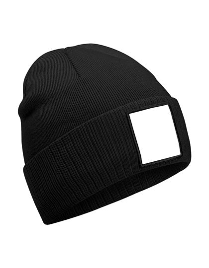 Appliqué Patch Beanie in Black, Größe One Size