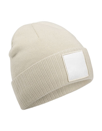 Appliqué Patch Beanie in Oatmeal, Größe One Size