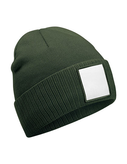Appliqué Patch Beanie in Olive Green, Größe One Size