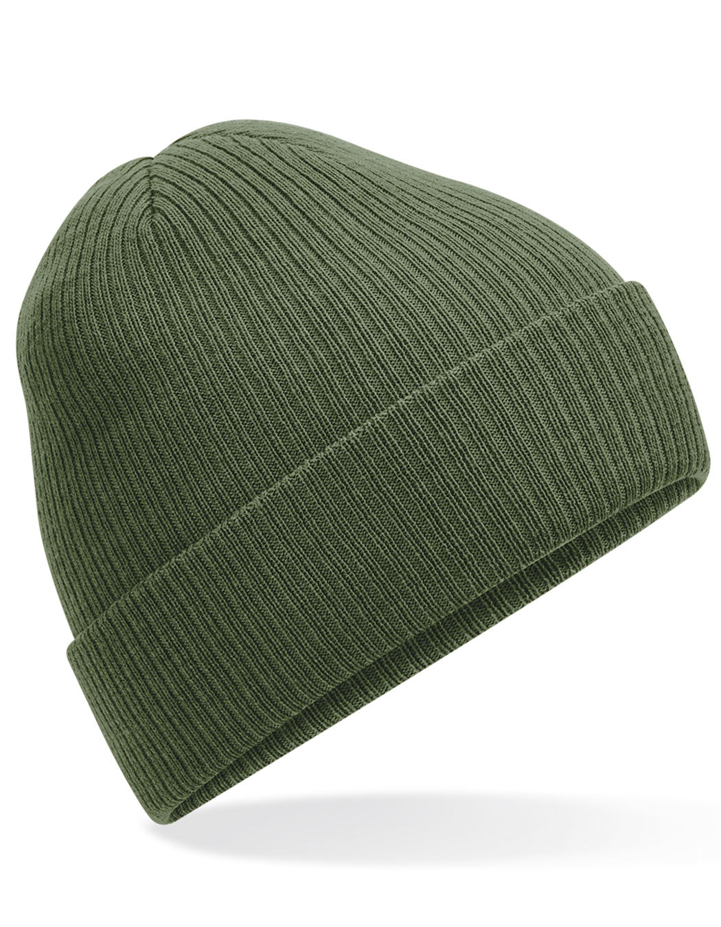 Polylana® Ribbed Beanie in Olive Green, Größe One Size
