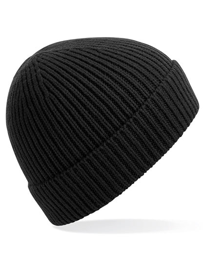 Engineered Knit Ribbed Beanie in Black, Größe One Size