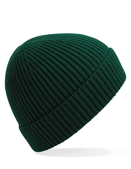 Engineered Knit Ribbed Beanie in Bottle Green, Größe One Size