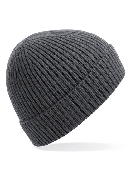 Engineered Knit Ribbed Beanie in Graphite Grey, Größe One Size