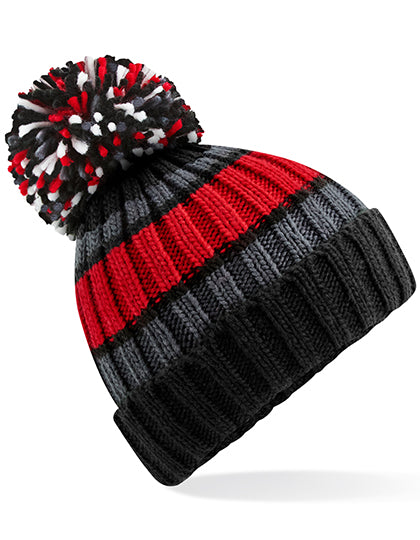 Hygge Striped Beanie in Black Cherry, Größe One Size