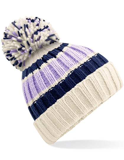 Hygge Striped Beanie in Blueberry Cheesecake, Größe One Size