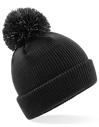 Junior Reflective Bobble Beanie in Black, Größe One Size