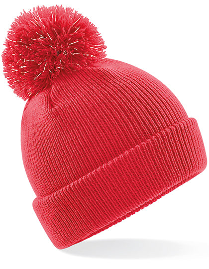 Junior Reflective Bobble Beanie in Bright Red, Größe One Size