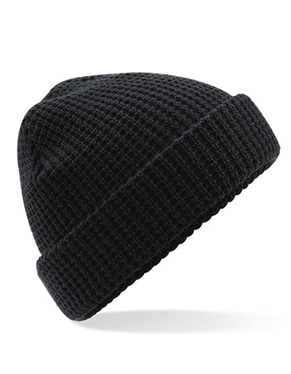 Classic Waffle Knit Beanie in Black, Größe One Size