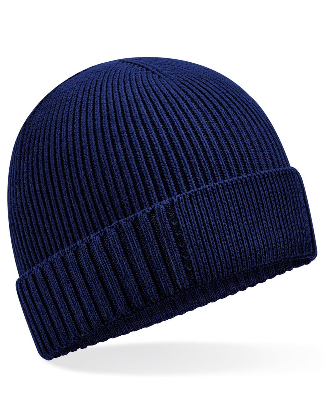 Organic Cotton Engineered Patch Beanie in Oxford Navy, Größe One Size