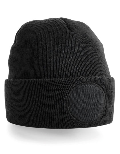 Circular Patch Beanie in Black, Größe One Size