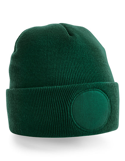 Circular Patch Beanie in Bottle Green, Größe One Size