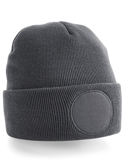 Circular Patch Beanie in Graphite Grey, Größe One Size