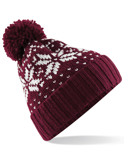 Fair Isle Snowstar® Beanie in Burgundy, Größe One Size