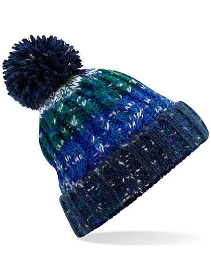 Corkscrew Pom Pom Beanie in Alpine Blues, Größe One Size