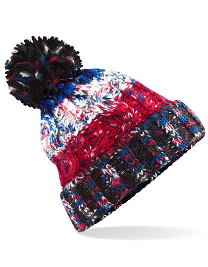 Corkscrew Pom Pom Beanie in Black Jacks, Größe One Size