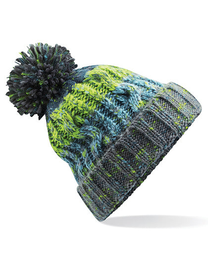 Corkscrew Pom Pom Beanie in Electric Grey, Größe One Size