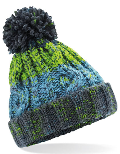 Junior Corkscrew Pom Pom Beanie in Electric Grey, Größe One Size