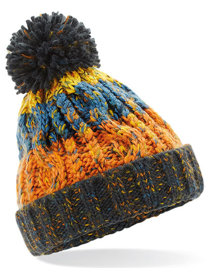 Junior Corkscrew Pom Pom Beanie in Retro Blues, Größe One Size