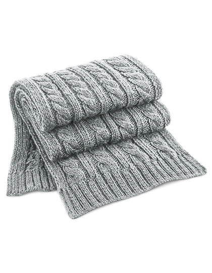 Cable Knit Melange Scarf in Light Grey, Größe 168 x 27 cm