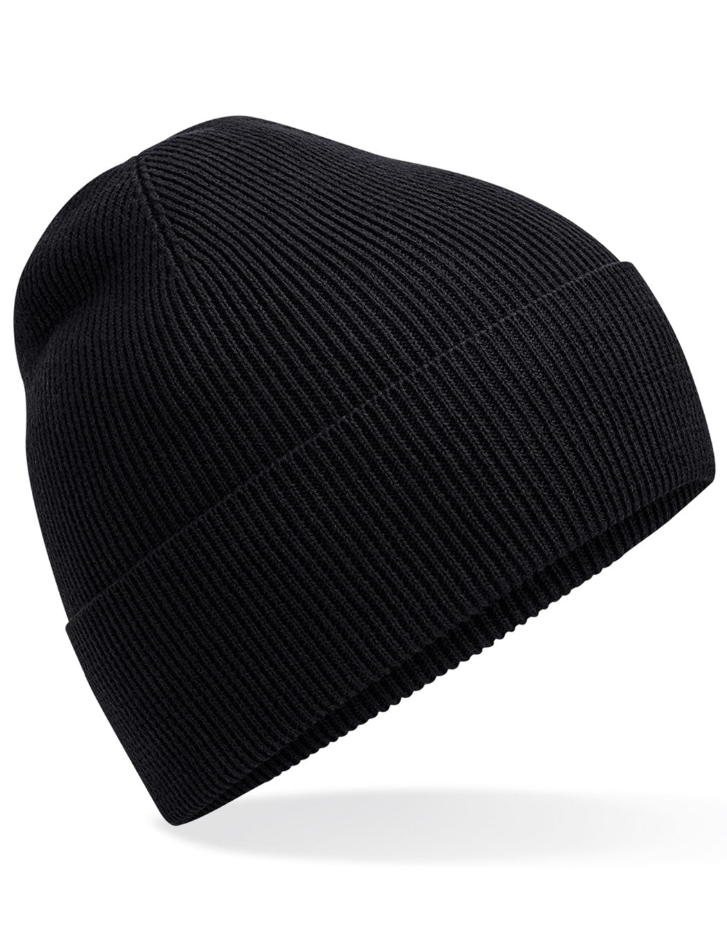 Organic Cotton Fine Knit Beanie in Black, Größe One Size