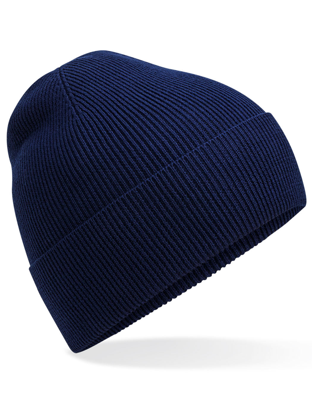 Organic Cotton Fine Knit Beanie in Oxford Navy, Größe One Size