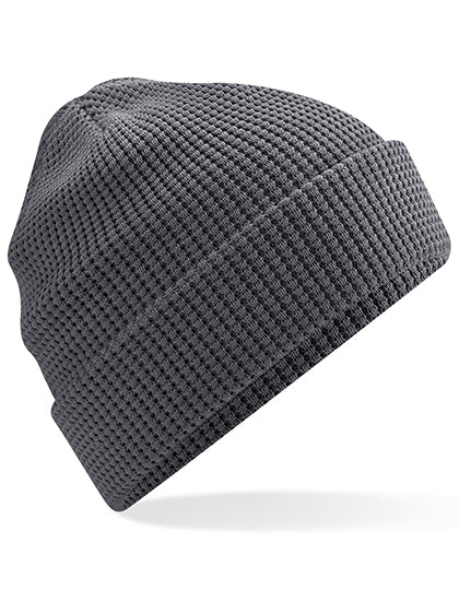 Organic Cotton Waffle Beanie in Graphite Grey, Größe One Size