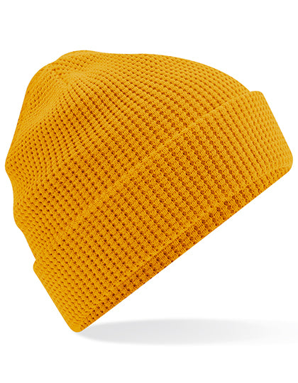 Organic Cotton Waffle Beanie in Mustard, Größe One Size