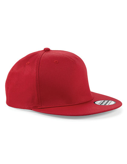 5 Panel Snapback Rapper Cap in Classic Red, Größe One Size