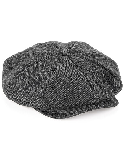 Heritage Baker Boy Cap in Charcoal Herringbone, Größe L/XL