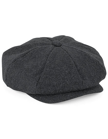 Melton Wool Baker Boy Cap in Charcoal Marl, Größe L/XL