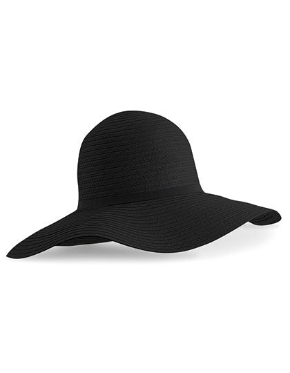 Marbella Wide-Brimmed Sun Hat in Black, Größe One Size