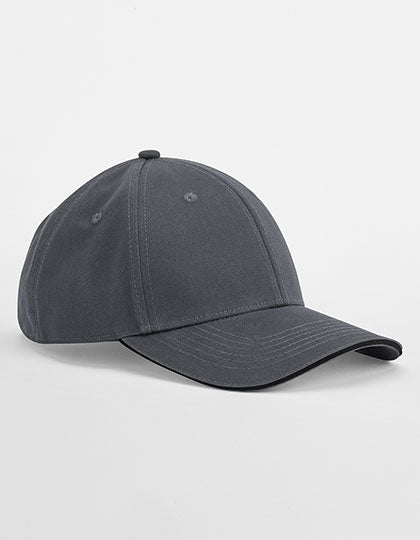 EarthAware® Classic Organic Cotton 6 Panel Cap - Sandwich Peak in Graphite Grey, Größe One Size
