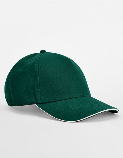 EarthAware® Classic Organic Cotton 5 Panel Cap - Sandwich Peak in Bottle Green, Größe One Size
