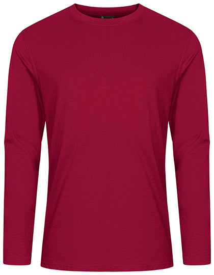Men´s T-Shirt Long Sleeve in Granat, Größe 5XL